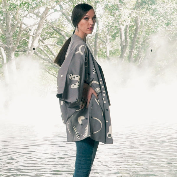 “Thingamagig” Reimagined Vintage Kimono - Kimono Zulu Artist Collaboration with Shelbi Nicole